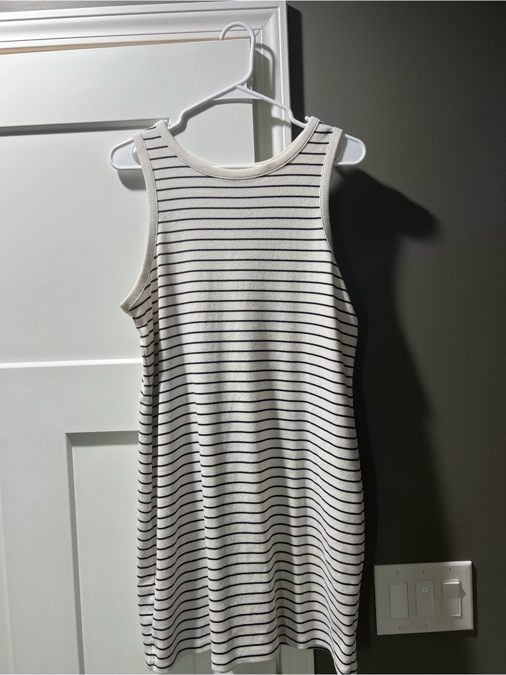 a new day Cream and Black Striped Sleeveless Midi Tank Dress